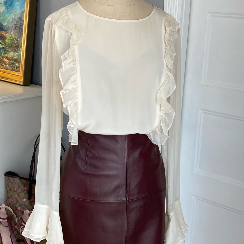 Beautiful Ruffle Detail Silk Blouse